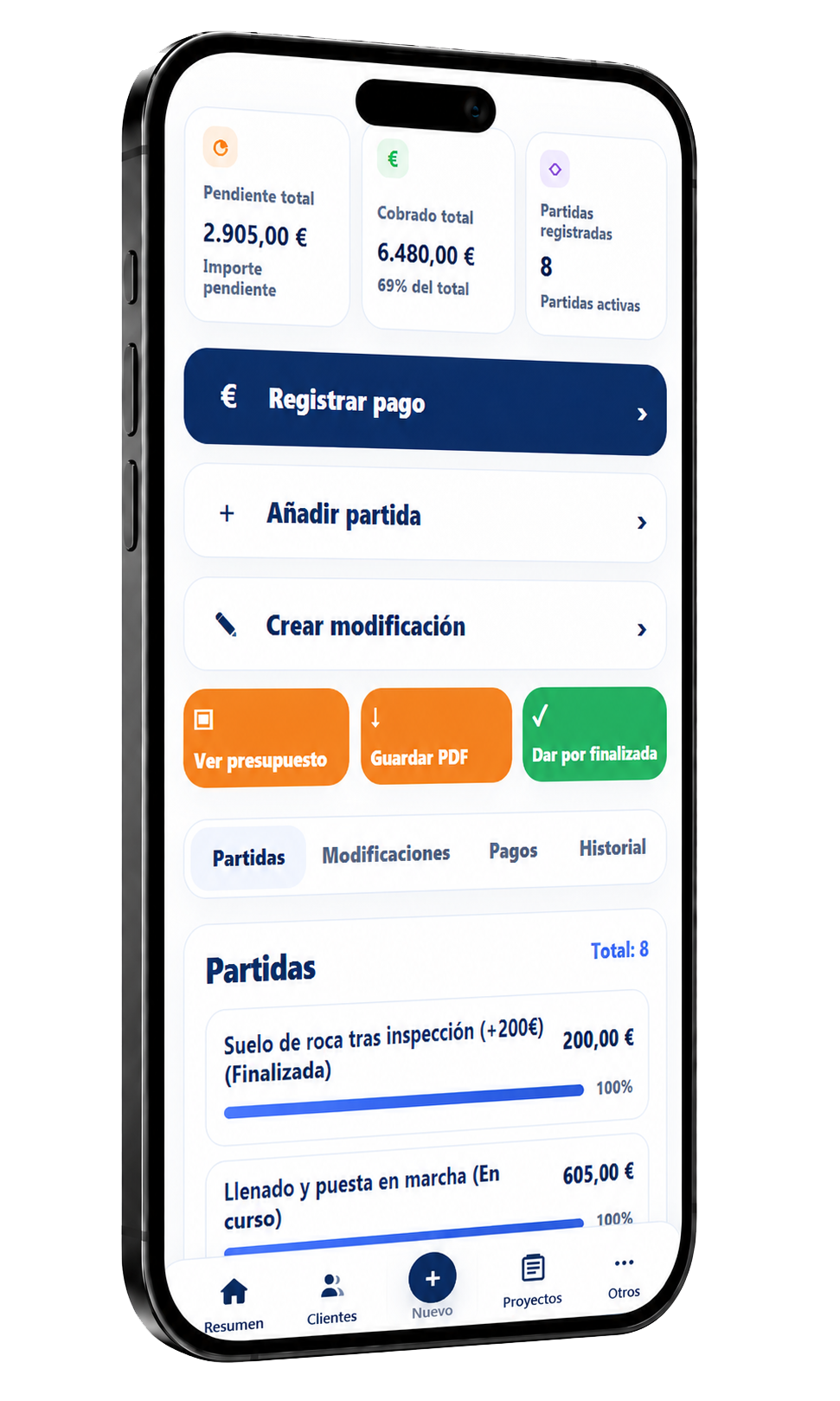 opciones proyecto